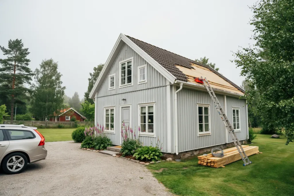 tak versyn och byte av vindskivor p villa i s derfors
